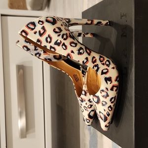 L.A.M.B. multi color leopard heels, size 6